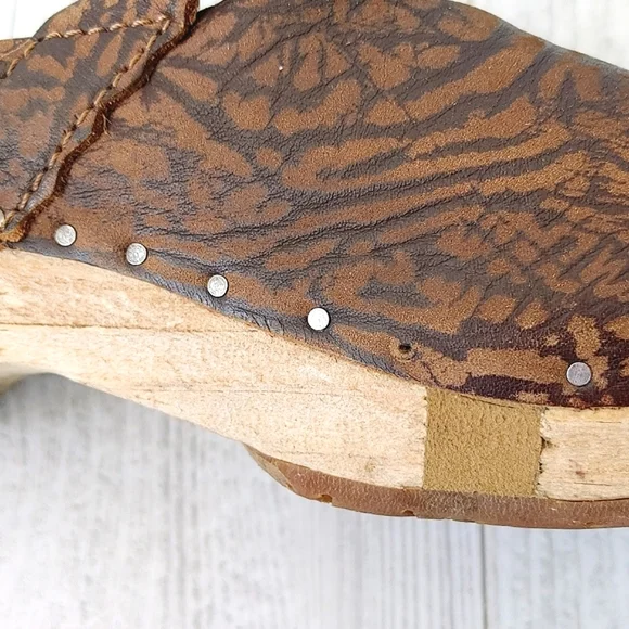 El Naturalista Clogs Brown Leather with Wooden Sole Size EU 37 - Picture 10 of 14